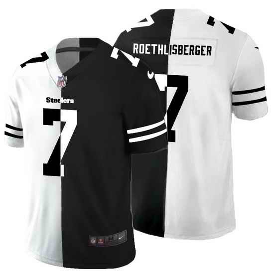 Pittsburgh Steelers 7 Ben Roethlisberger Men Black V White Peace Split Nike Vapor Untouchable Limited NFL Jersey